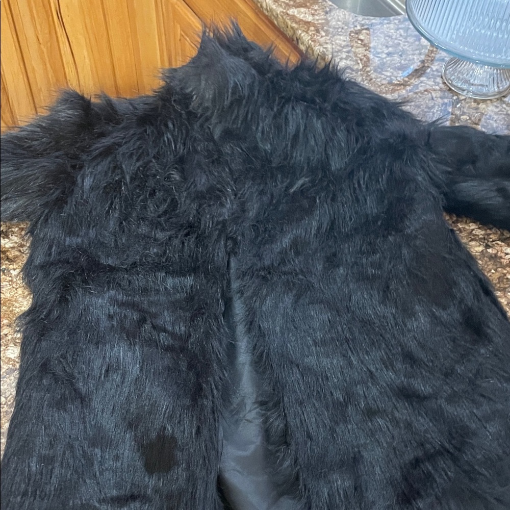 Elegant Black Faux Fur Coat